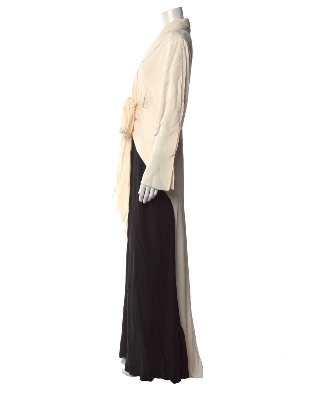 Victoria Beckham Black & Cream Draped Maxi Dress - Picture 3 of 4